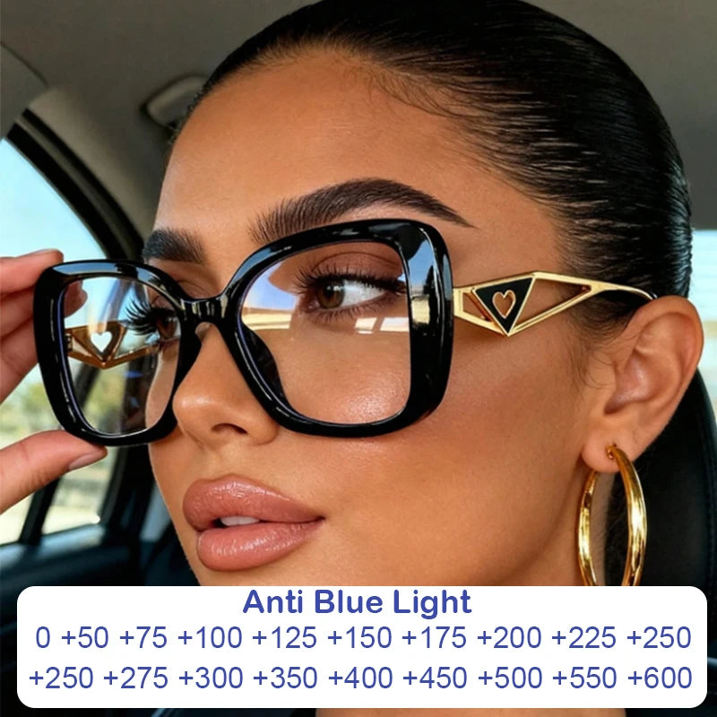 Oversized Square Blue Light Blocking Reading Glasses for Women