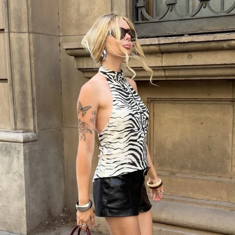 High Waist Leopard Print Zipper Midi Skirt for Women