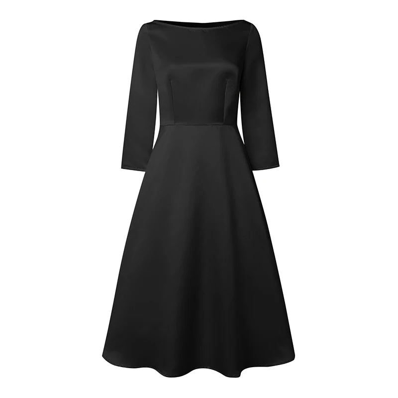 Satin Boatneck Midi Dress
