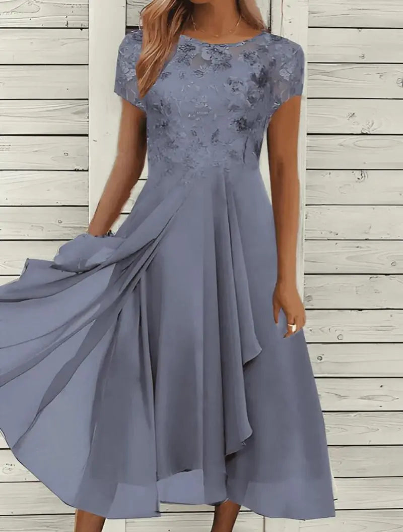 Casual Round Neck Printed Large Swing Dress for Women