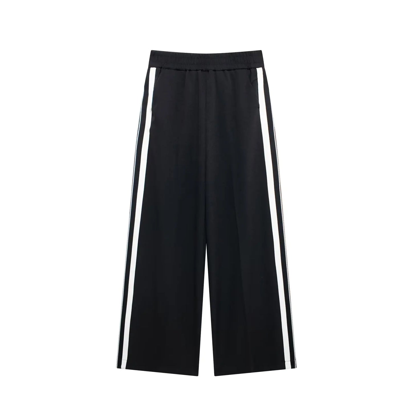 Lapel Long Sleeve Zipper Sports Jacket Two Piece Wide Leg Pants Set for Women