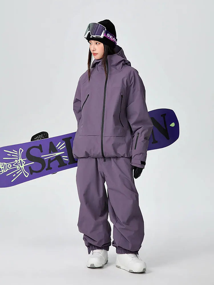 Waterproof Fleece-Lined Hooded Windbreaker Set for Women