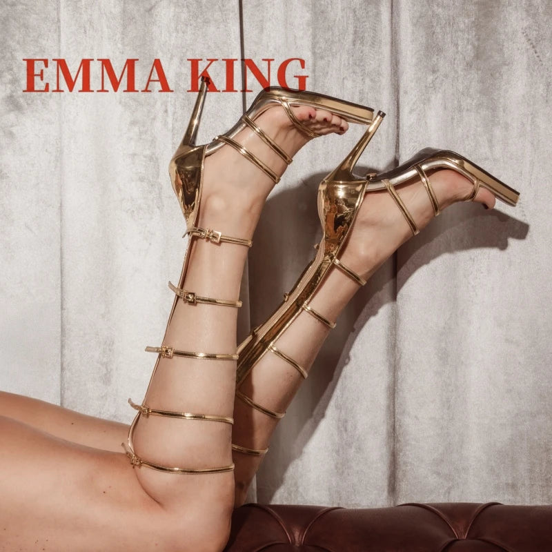 Knee-High Gladiator Sandals with Buckle Straps for Women