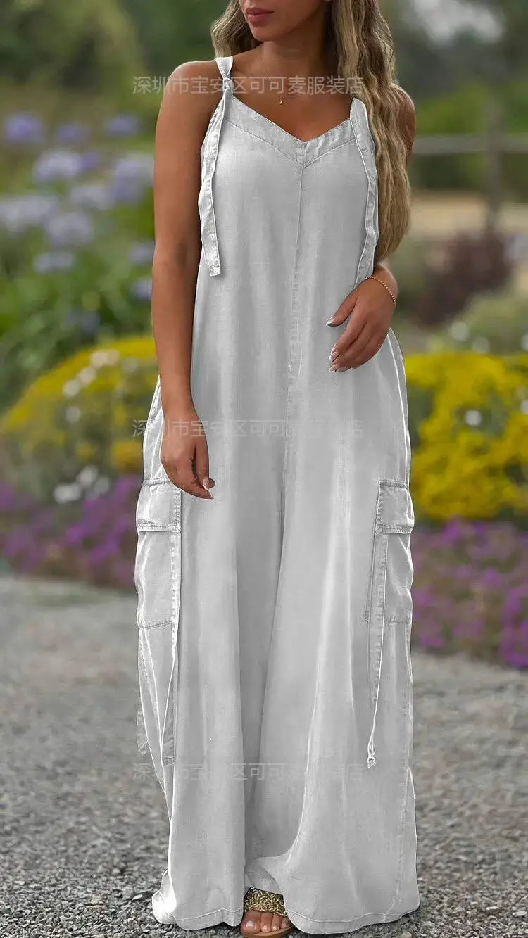 Jumpsuits Women One Piece Sleeveless Overalls Wide Leg Long Pants Casual Loose Rompers Y2k Streetwear Jumpsuit Summer 2025