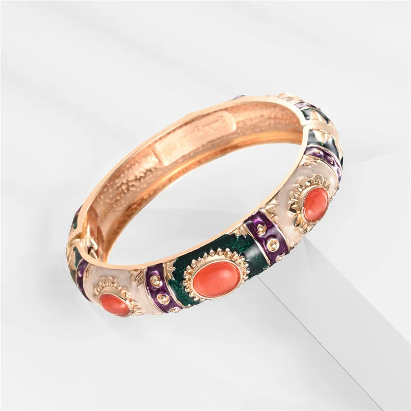 Colorful Enamel Bohemian Bangle Bracelet for Women