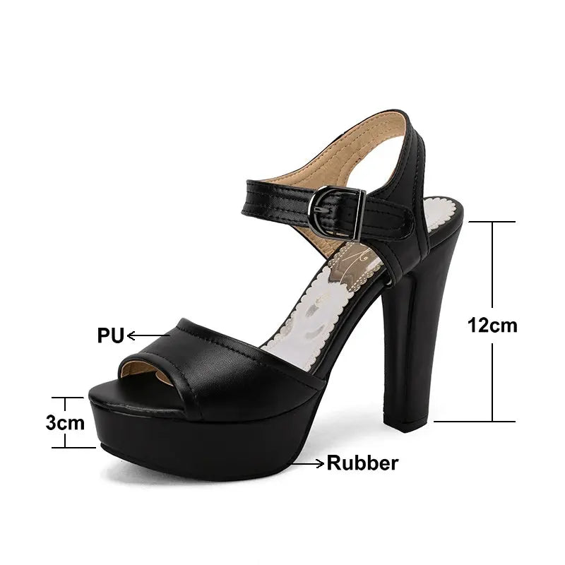High Heel Peep Toe Square Platform Sandals for Women