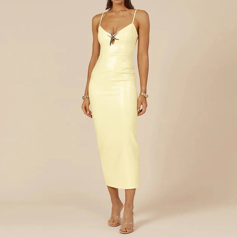 Sequined Patchwork Sleeveless Pencil Dress, Women Summer Gradient V Neck Fashion Party Dress, 2024 Backless Simple Ladies Dress