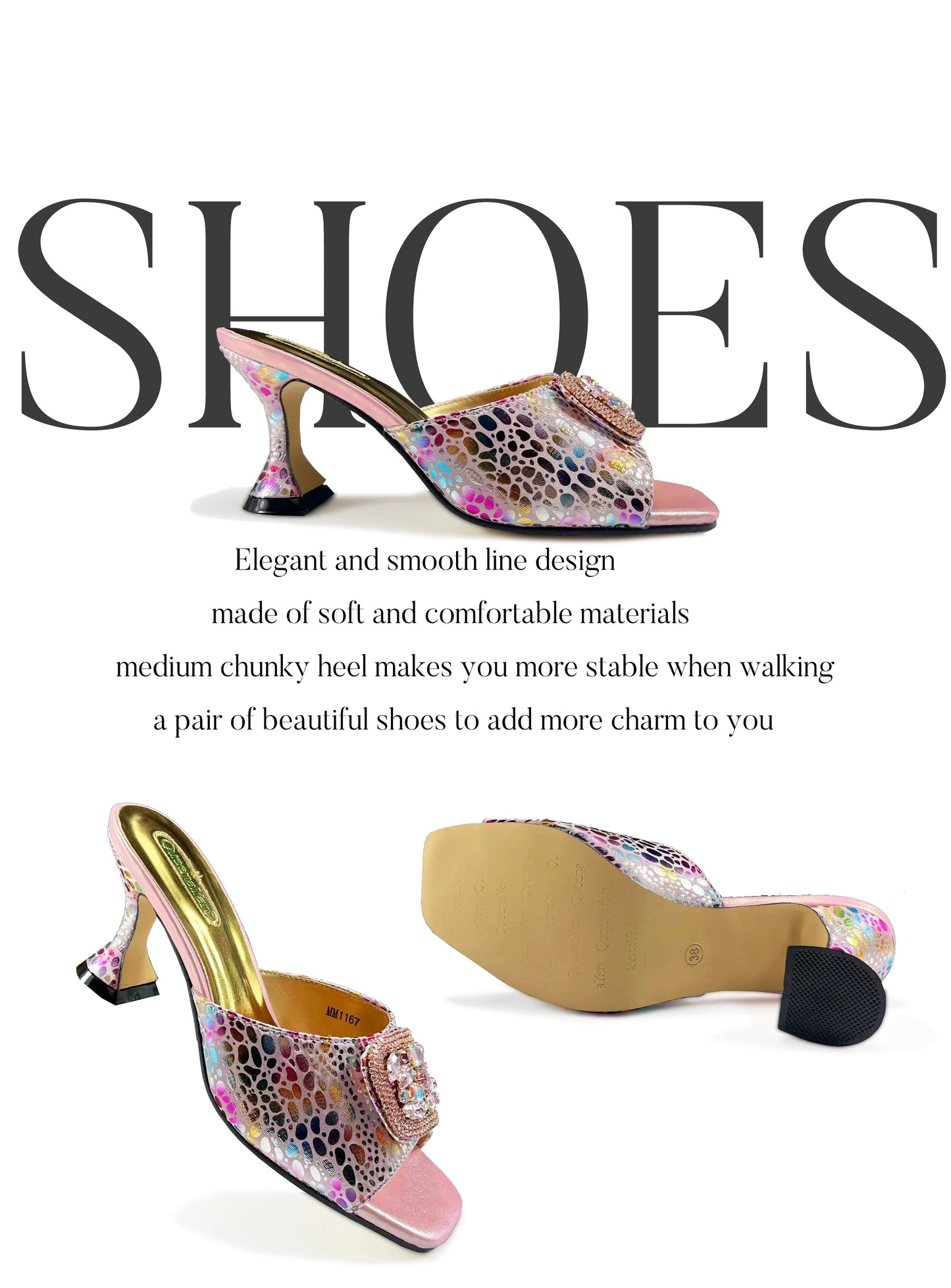 QueenaYan 2025 Fashion Newest Arrival Orange Color Square Toe Women Sandals Shoes Matching Bag Set for Ladies Wedding Party Pump