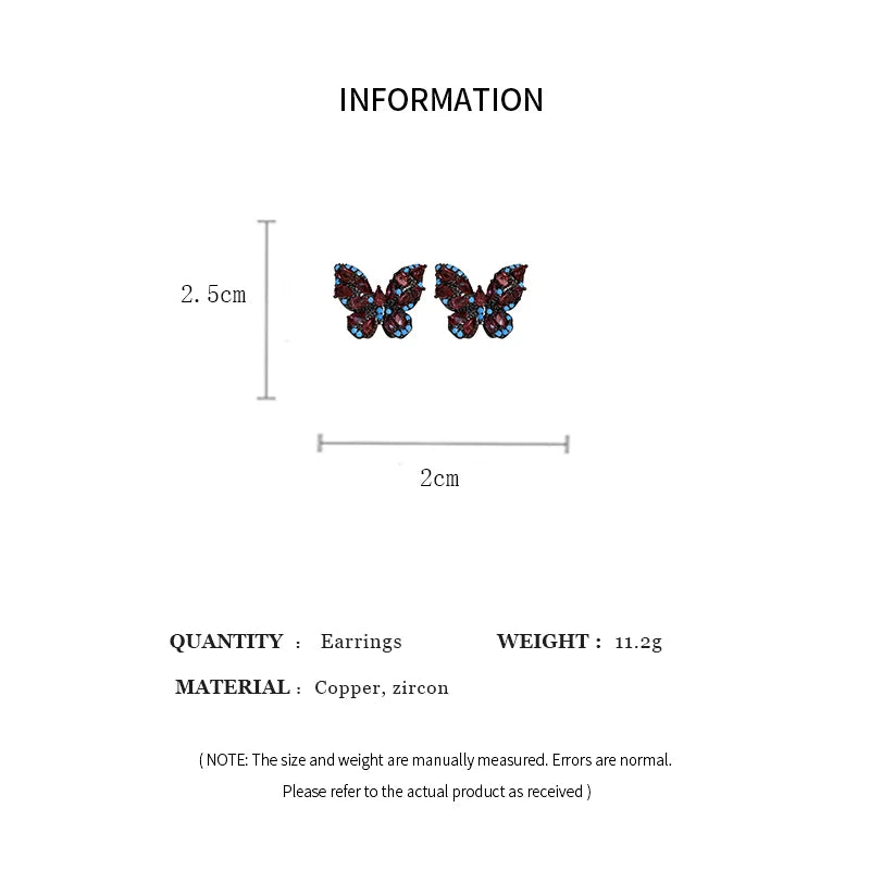 Colorful Butterfly Zircon Stud Earrings