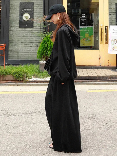 Beautyblue Gray Wide Leg Pants Black Bottoms for Women Casual Loose Pocket Korean Harajuku Streetwear Female Outdoor Sweatpants