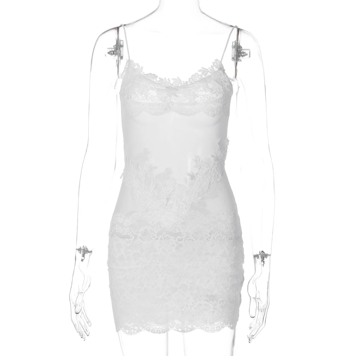 Sexy Sheer High Waist Lace Patchwork Dress for Women