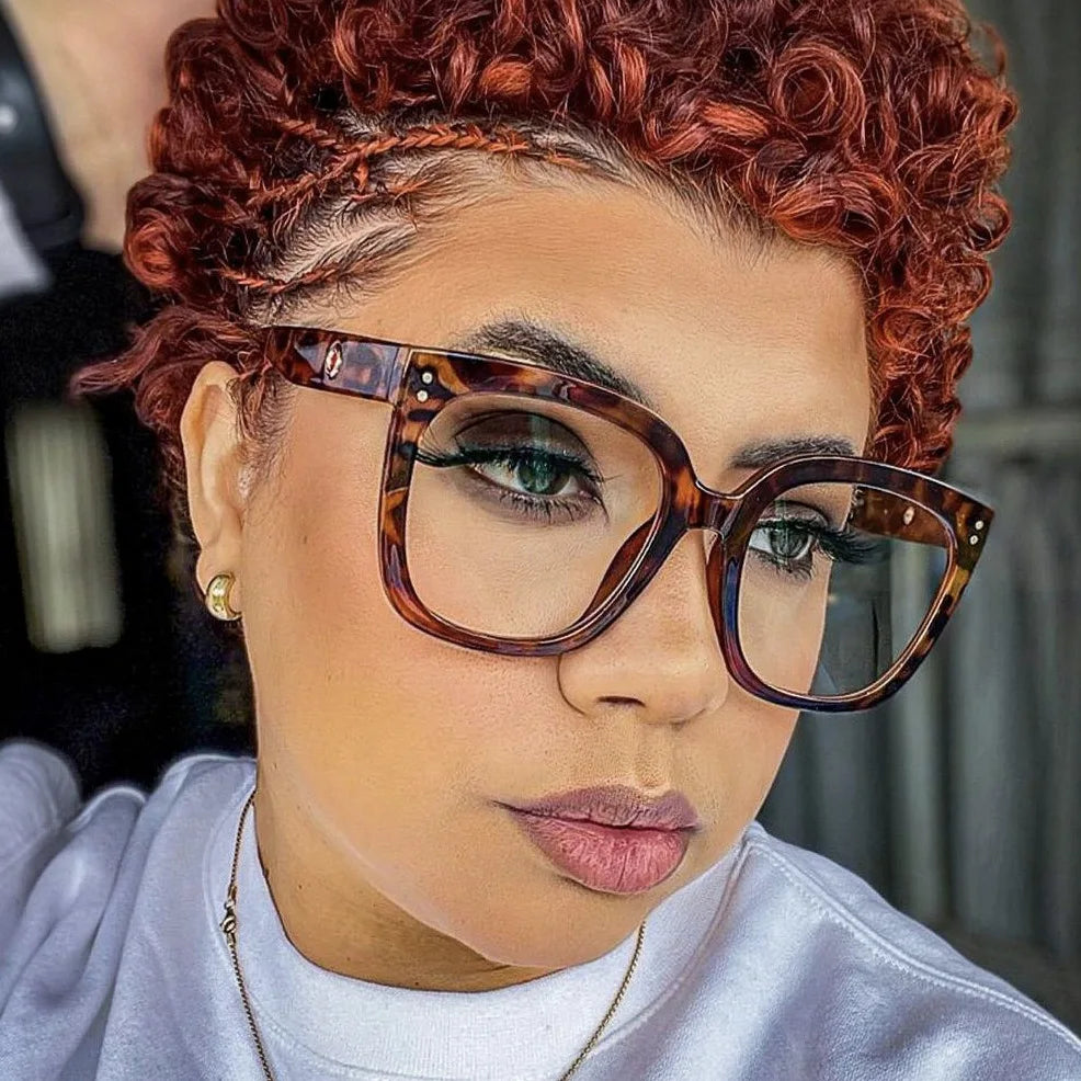 Oversized Square Reading Glasses with Rivet Detail for Women