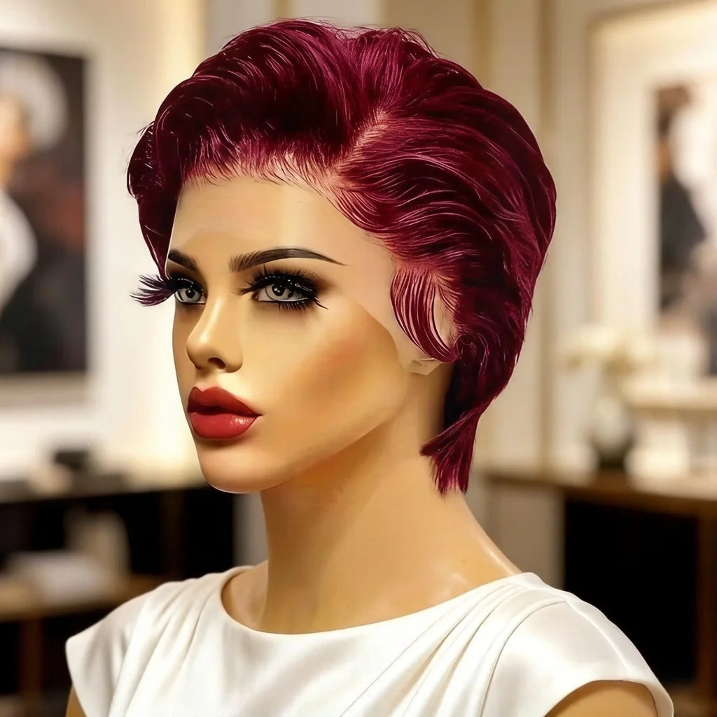 Body Wave 13x4 Lace Front Wig for Women Brazilian Human Hair Short Pixie Cut Wig Pre Plucked 180% Density