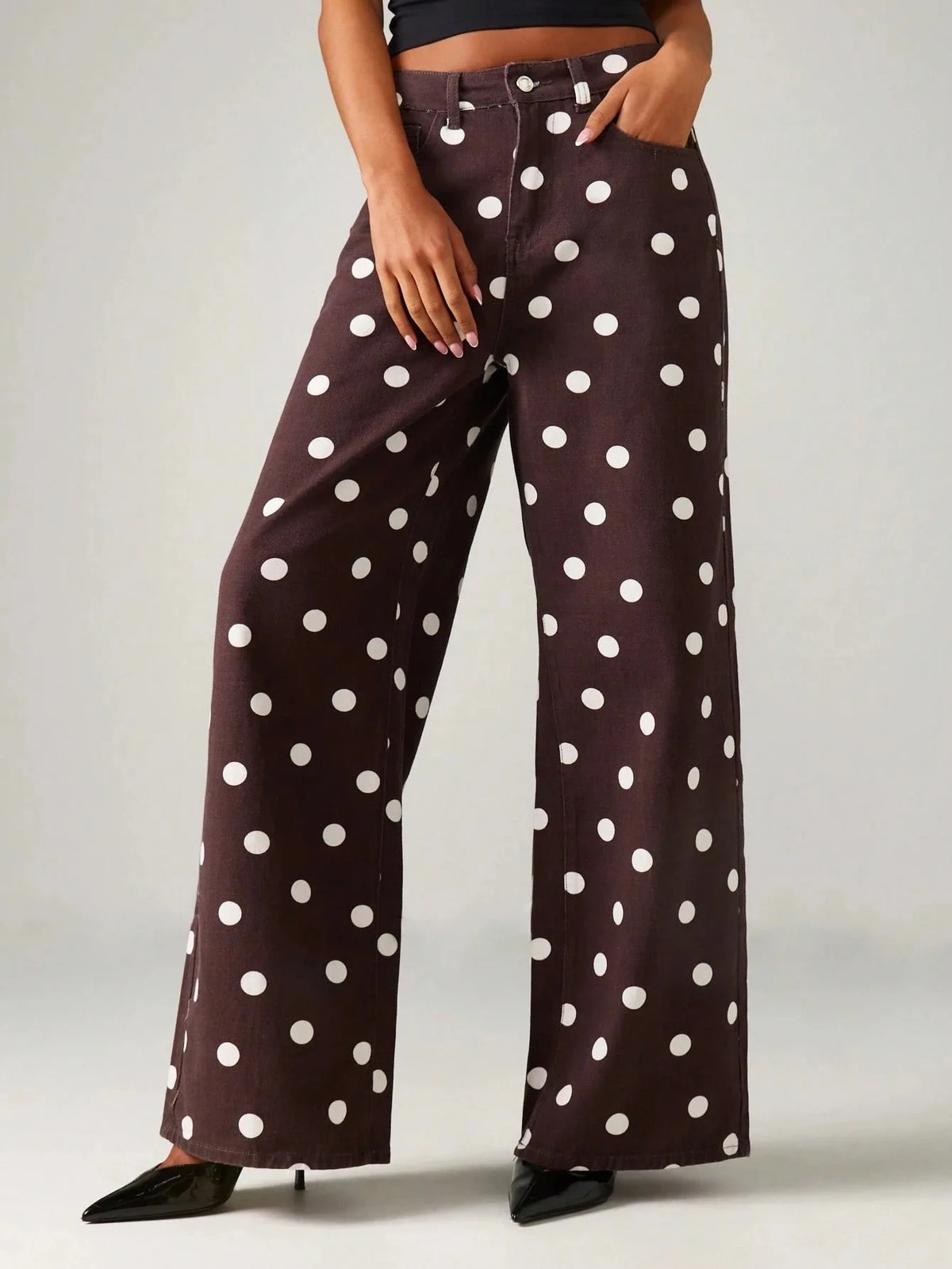 High Waisted Wide Leg Straight Denim Jeans For Women