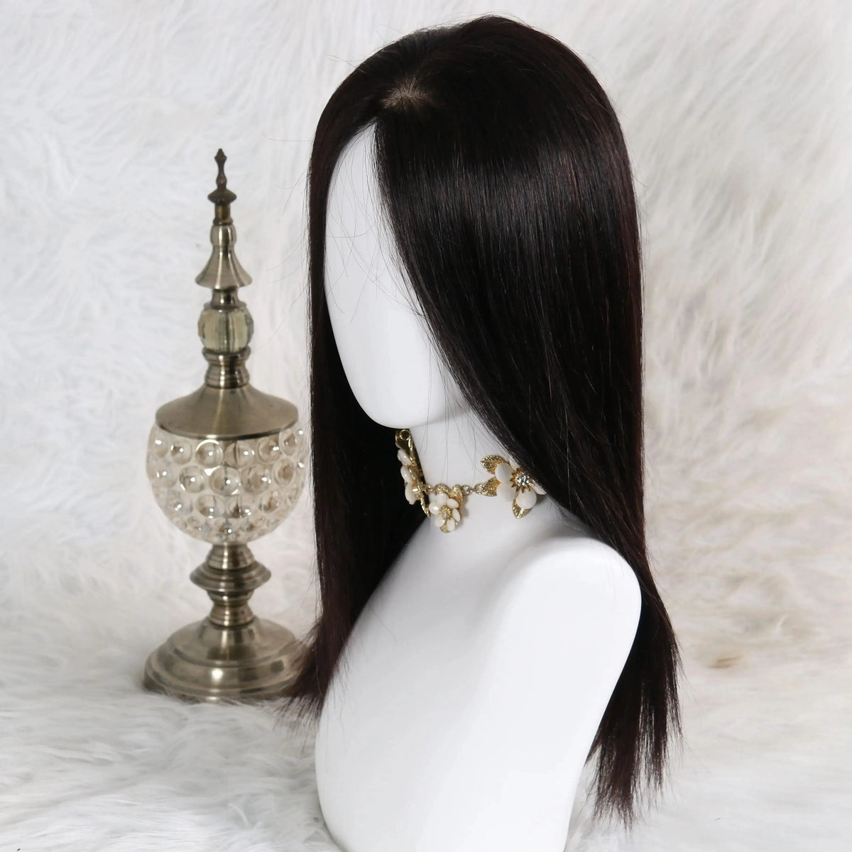 Virgin European Human Hair Silk Base Wig With Air Bangs For Women