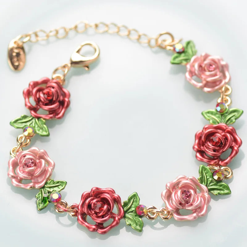 Multicolor Rose Charm Bracelet