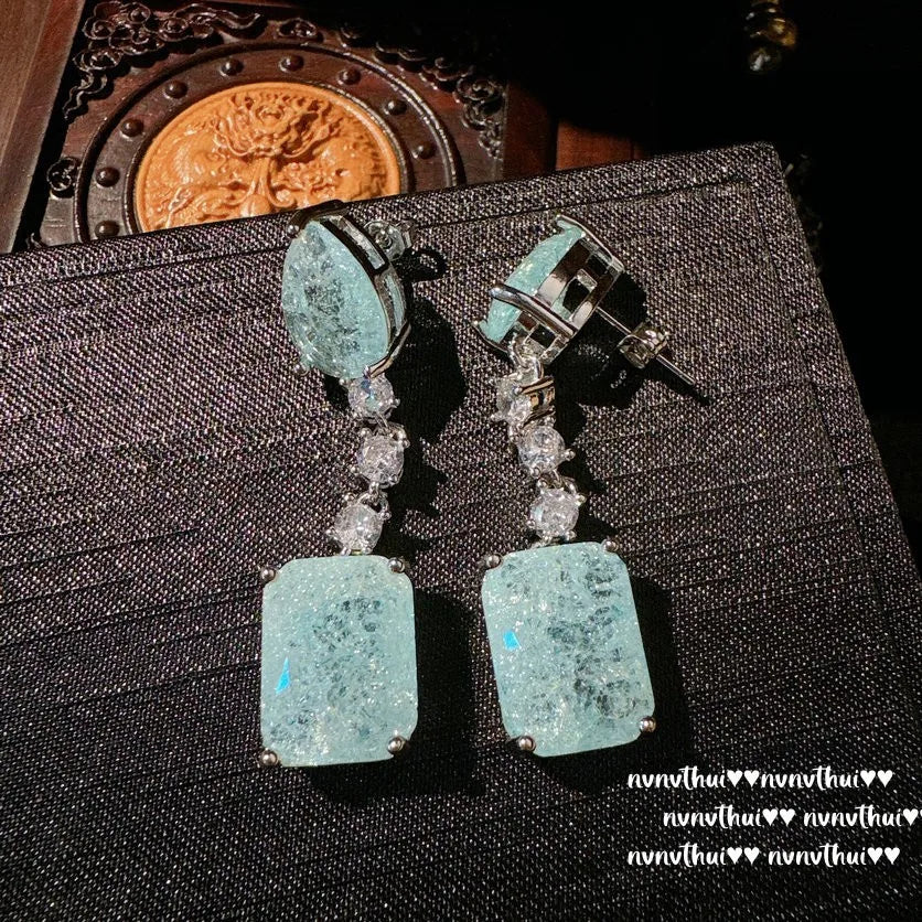 Shiny Geometric Zirconia Long Dangle Earrings for Women