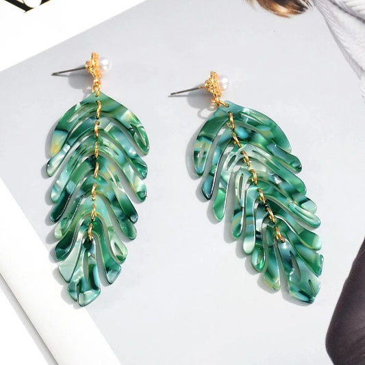 Statement Acrylic Long Earrings Fashion Trend Leaf-Shaped Drop Earring Fine Jewelry Accessories For Women Wholesale