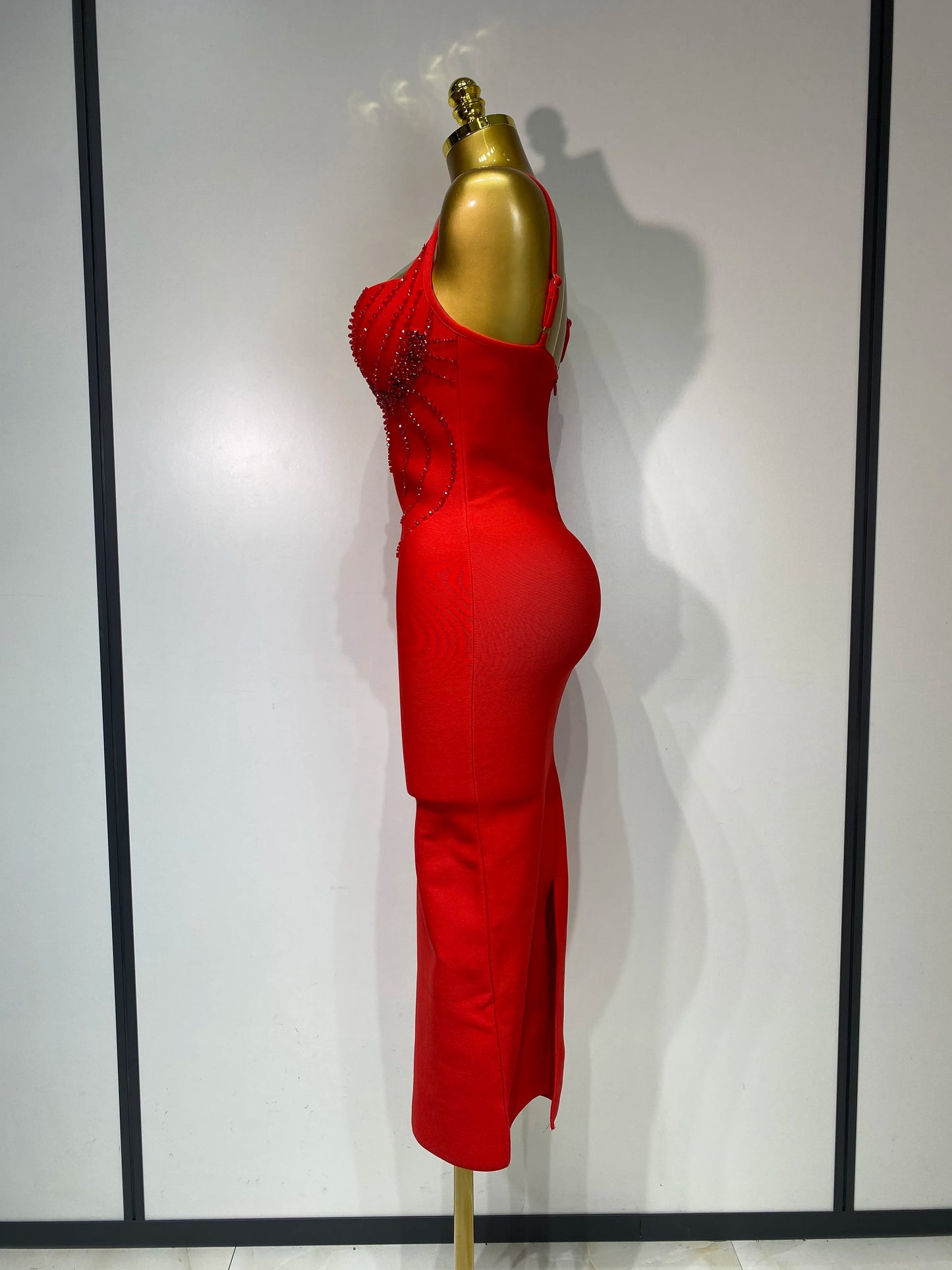 Women Sexy Beading Spaghetti Strap Bodycon Bandage Dress Club Party Luxury Birthday Celebrity Elegant Dresses Wedding Guest Gown