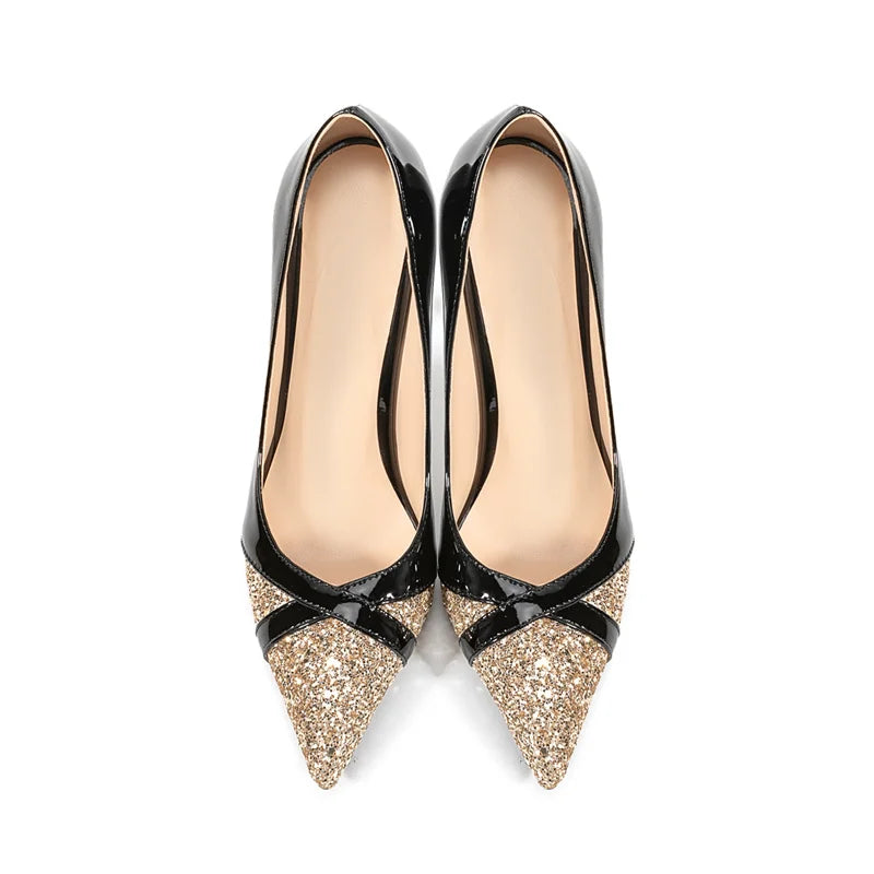 Pointed Toe Patchwork Slingback Pumps