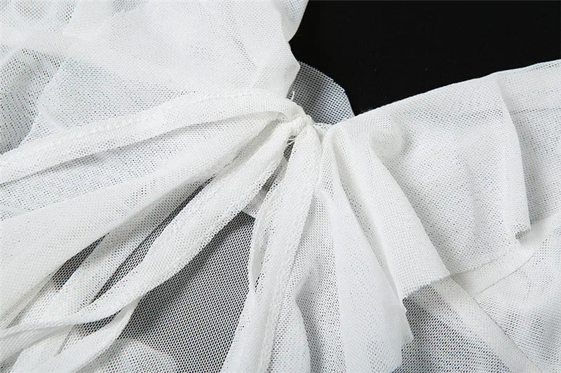 Y2K Sheer Mesh Spaghetti Strap Camisole Top White Ruffle Fringe Halter Tops Coquette Fairy Core Clothes 2024 Fashion