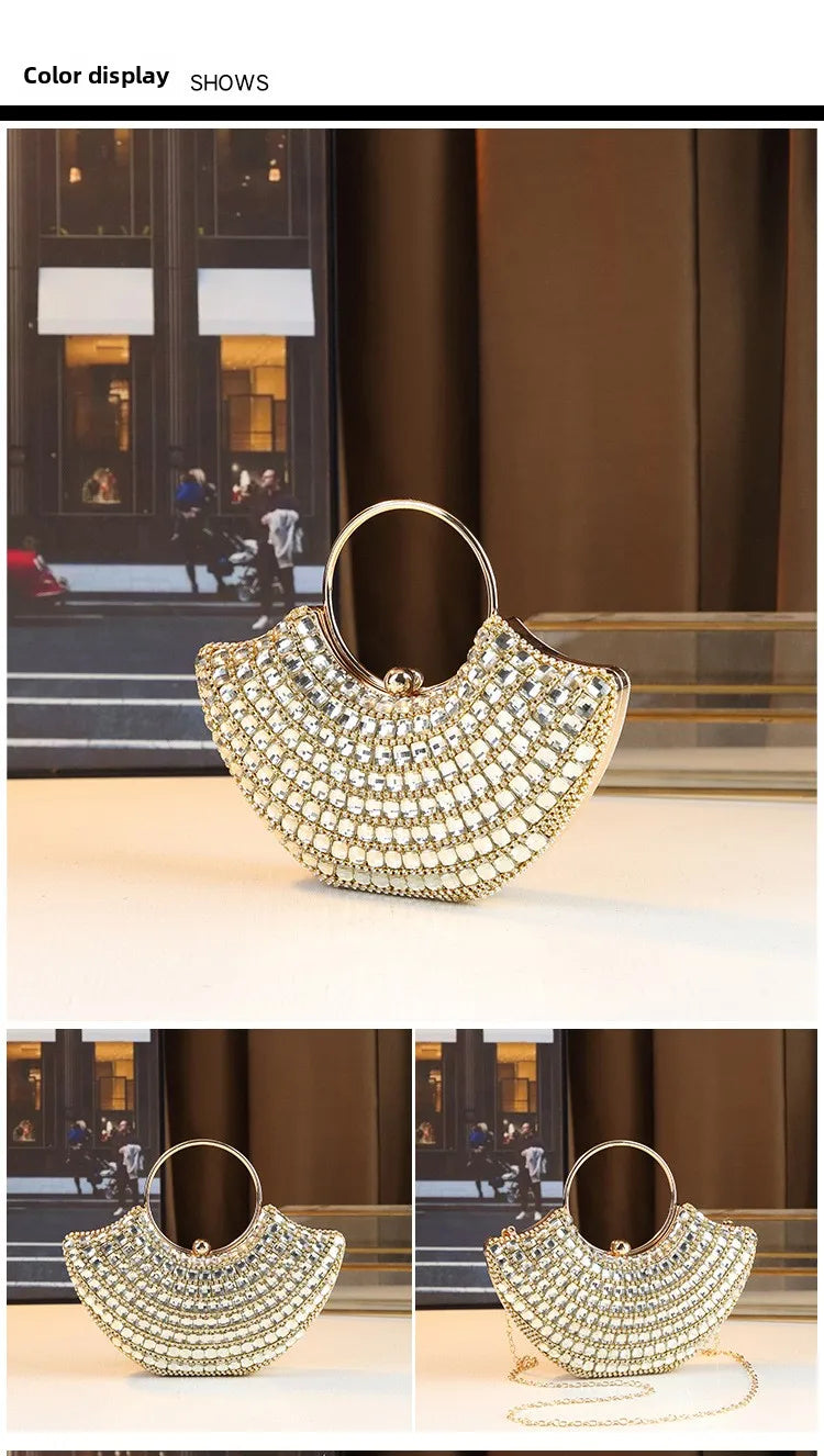 New Evening Women's Bag Luxury Brand Diamond-encrusted Sparkling Dinner Party Handbag Diamond-encrusted Women's Shoulder Bag