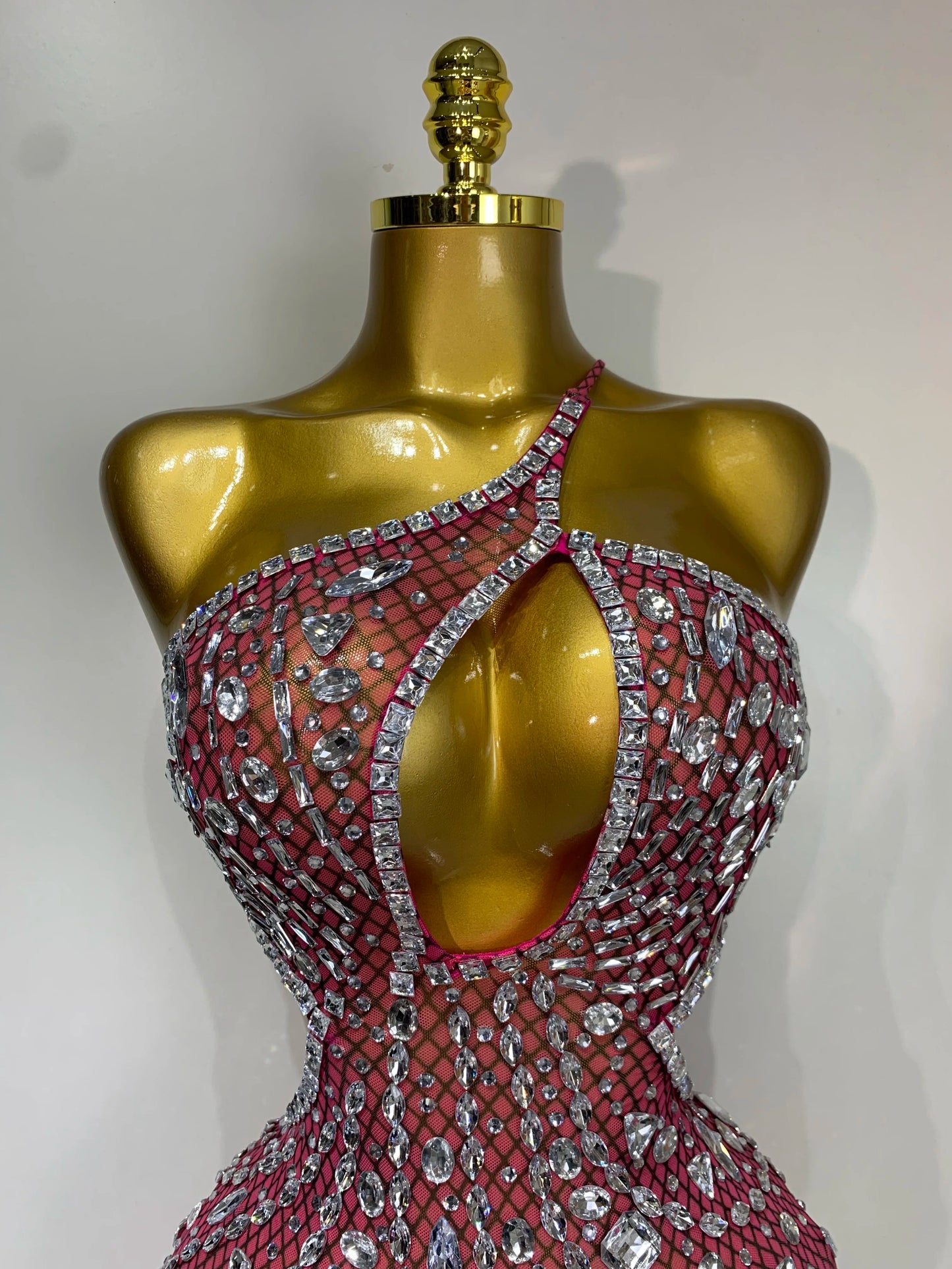 Sexy Sparkly Diamond Backless Short Dress 2025 Women Sleeveless Mesh See Through Evening Birthday Gown Singer Stage Outfit