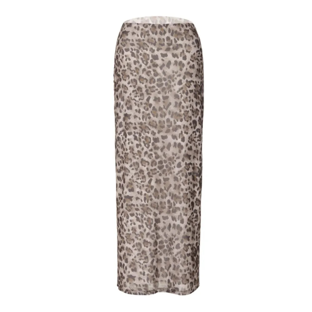 Elegant High Waisted Leopard Print Slim Skirt for Women