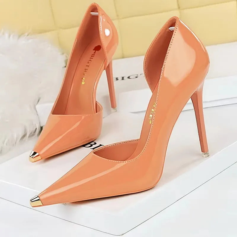 Pointed Toe Patent Leather Stiletto Pumps for Women