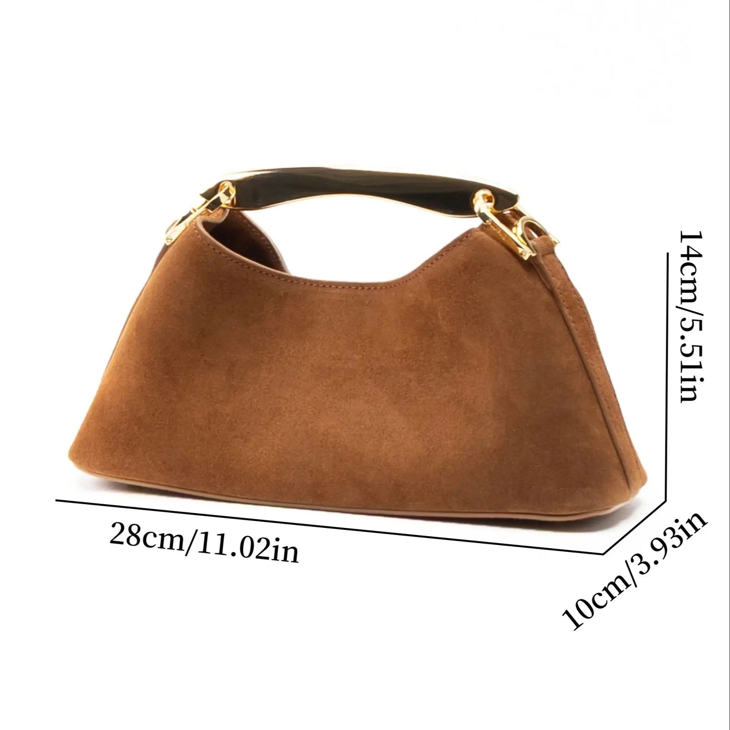 Mini Boomerang Faux Suede Bag, Luxury Designer Handbag for Ladies Elegant, Women's Fashionable Shoulder Bag with Metal