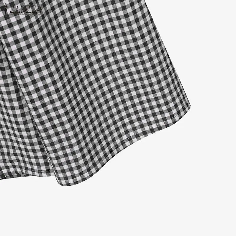 Gingham Blouse And Wide Leg Pants Set