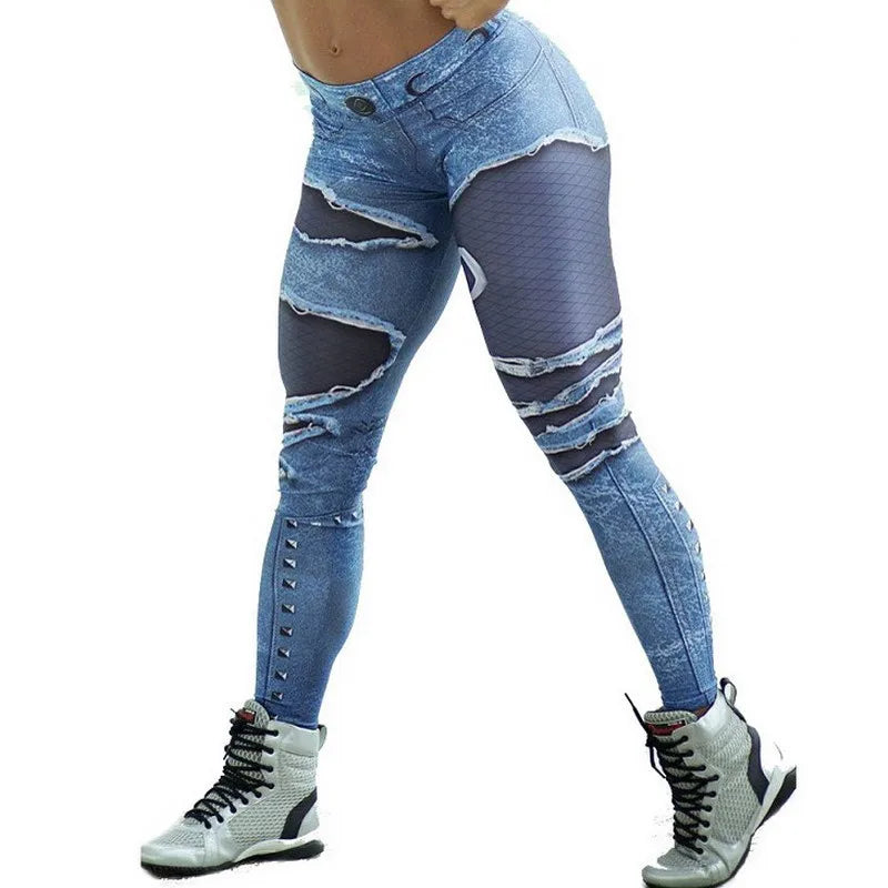 Plus Size Seamless Denim Leggings