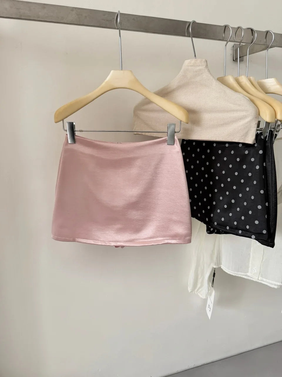 Vintage Polka Dot High Waisted Mini Skirt for Women