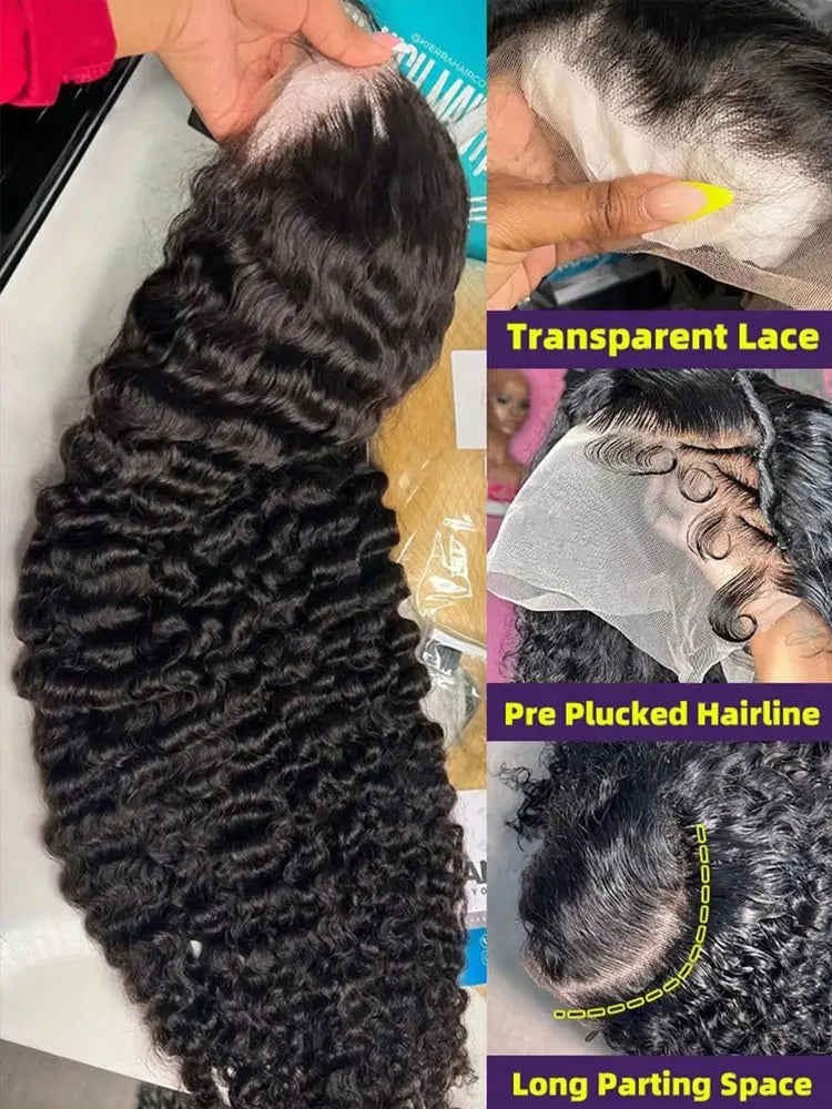 Deep Wave Preplucked Lace Front Human Hair Wig For Women