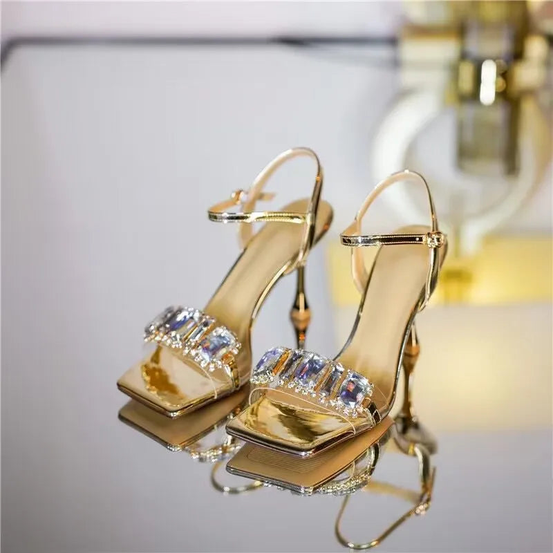 Silver Champagne Rhinestone Sandals
