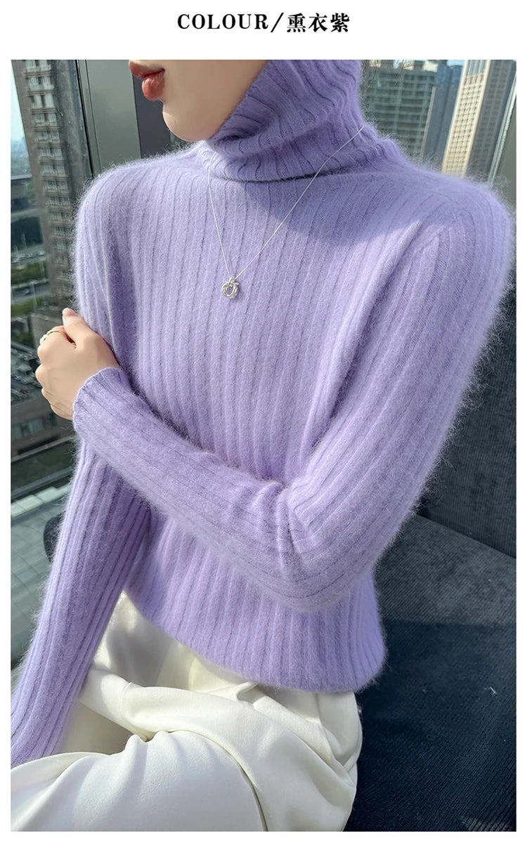 Warm Slim Fit Turtleneck Pullover Sweater for Women