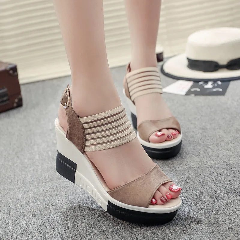 Air Mesh Platform Wedge Sandals
