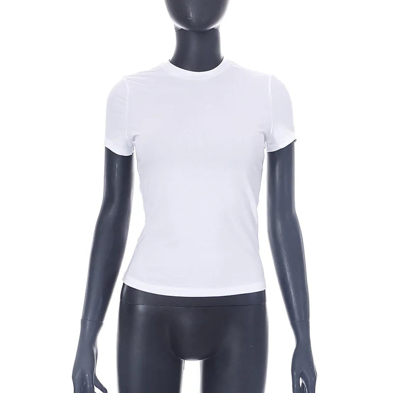 Casual Stretchy Short Sleeve O Neck T Shirt for Women