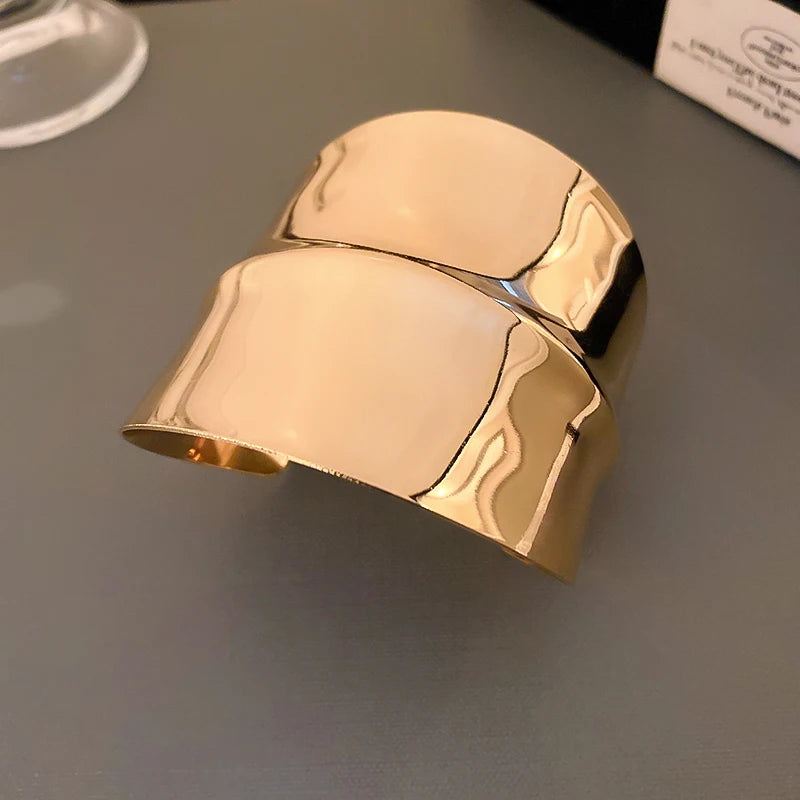 Layered Geometric Metal Cuff Bracelet