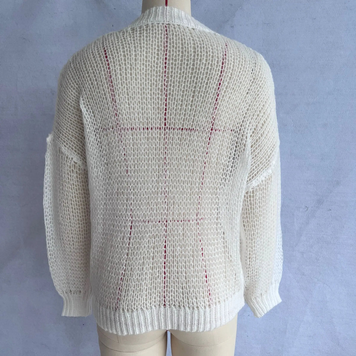 Loose Fit Open Knit V Neck Cardigan Sweater for Women