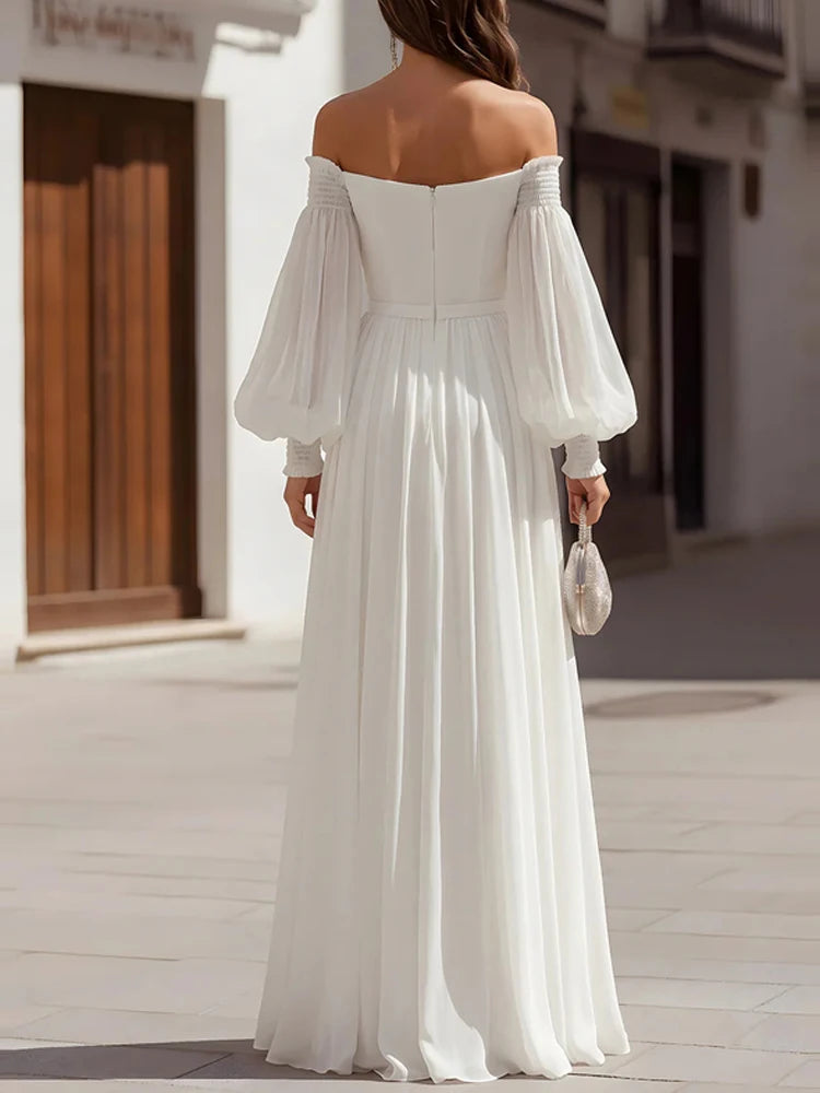 Elegant Off Shoulder Backless Evening Dress for Women