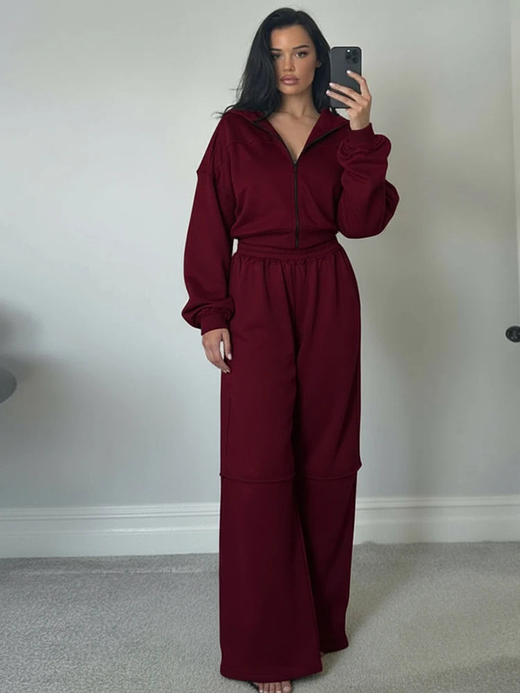 Cozy Woolen Hooded Pantsuit