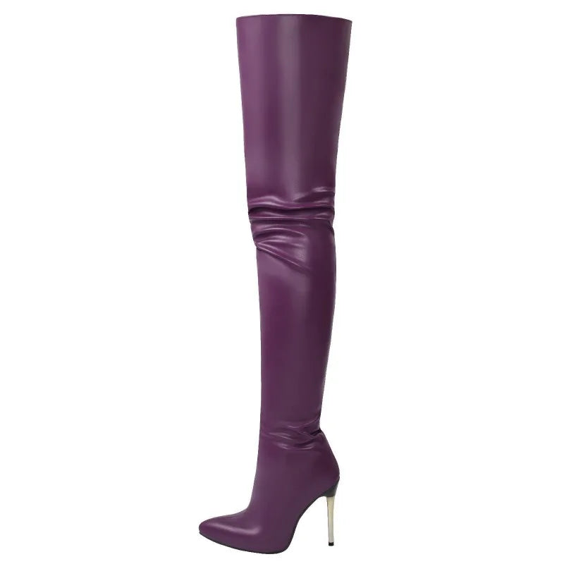 Patent Leather Over The Knee Stiletto Boots for Women