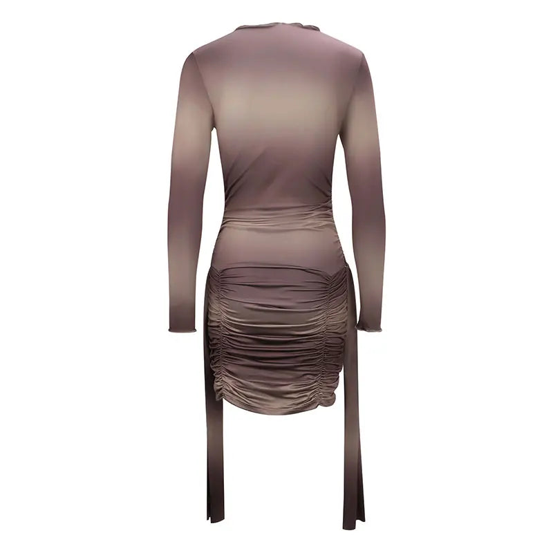Spring Women Mini Dresses Fashion New Streetwear Tie Flowers Long Sleeves O-Neck Casual Slim Sexy Dress Club Party Lady Clothing
