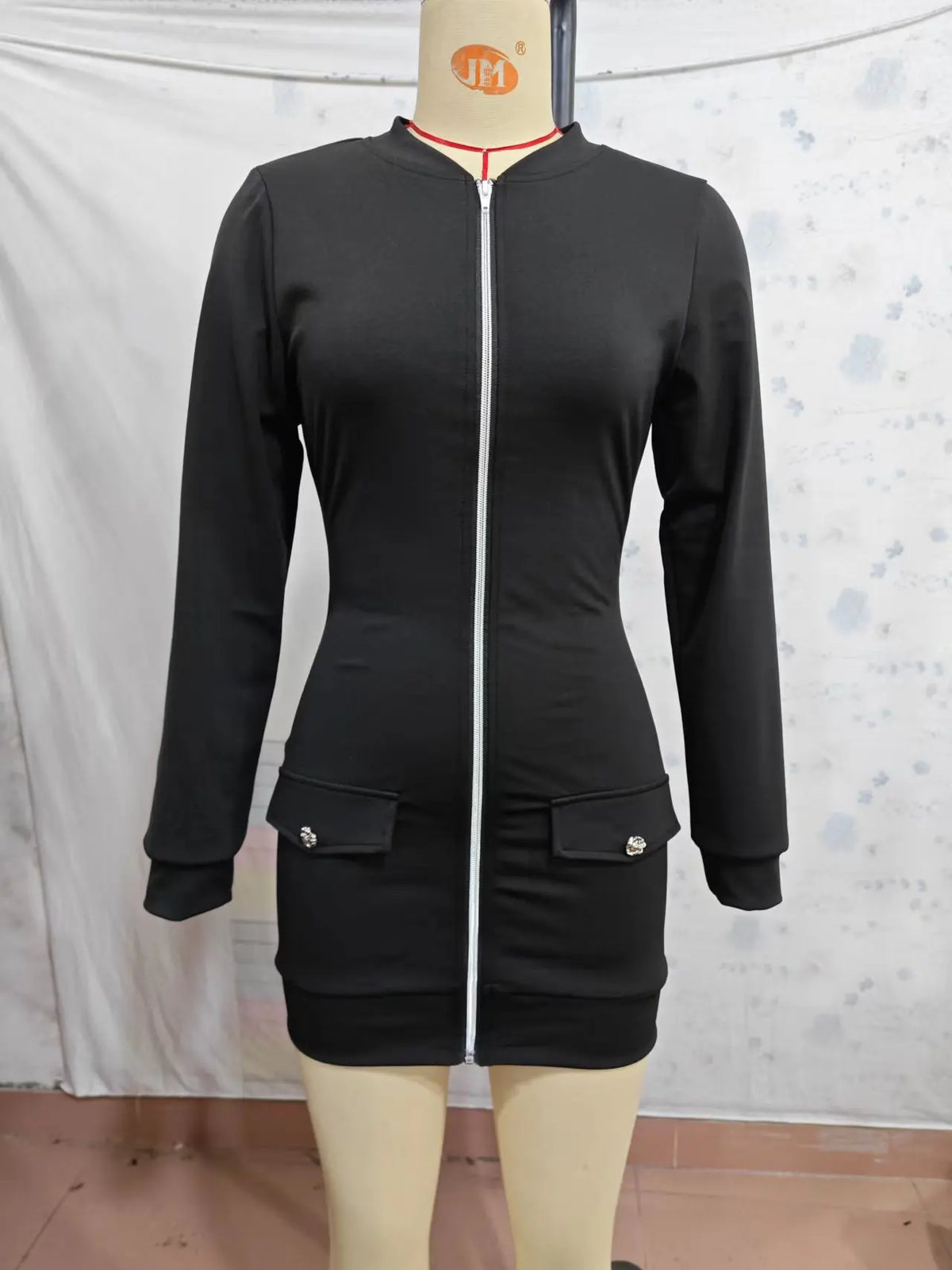 Elegant Long Sleeve Knee-Length Satin Dress for Women