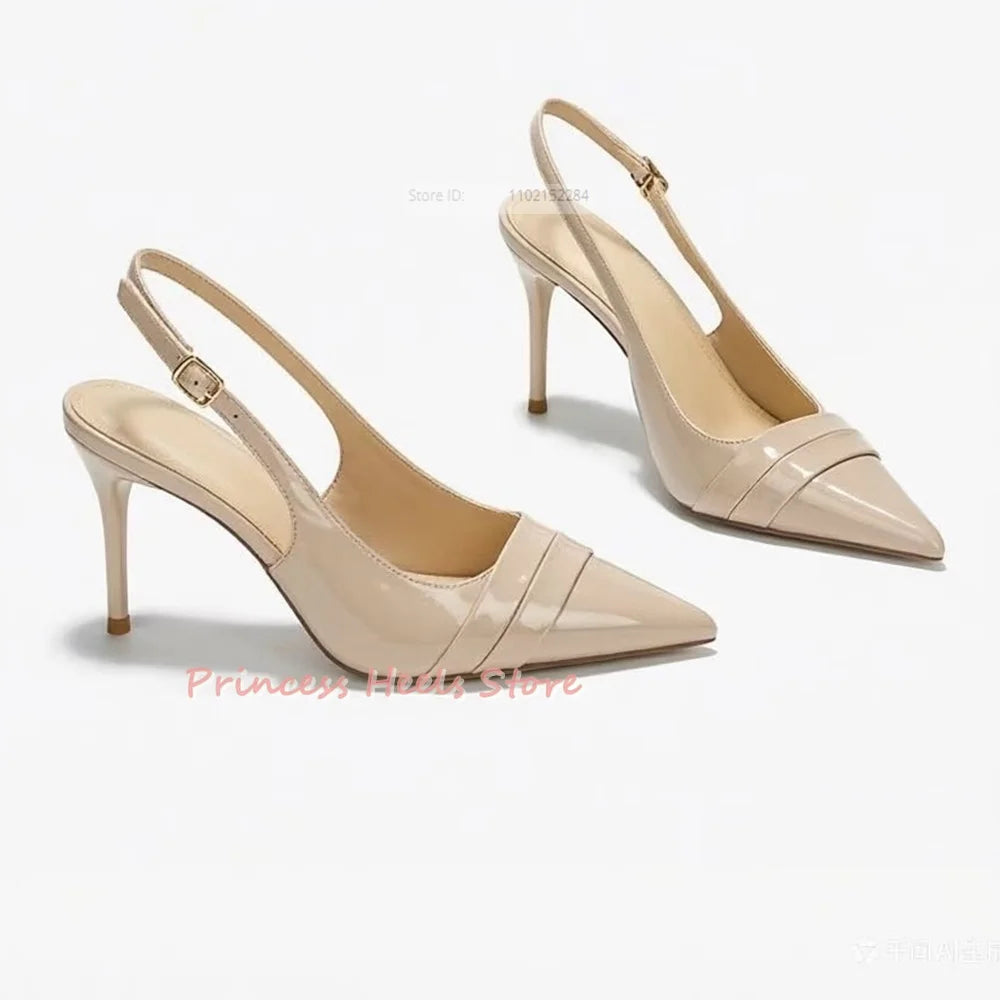 Shallow Back Opening Pointed Toe Buckle Straps Sandals for Women