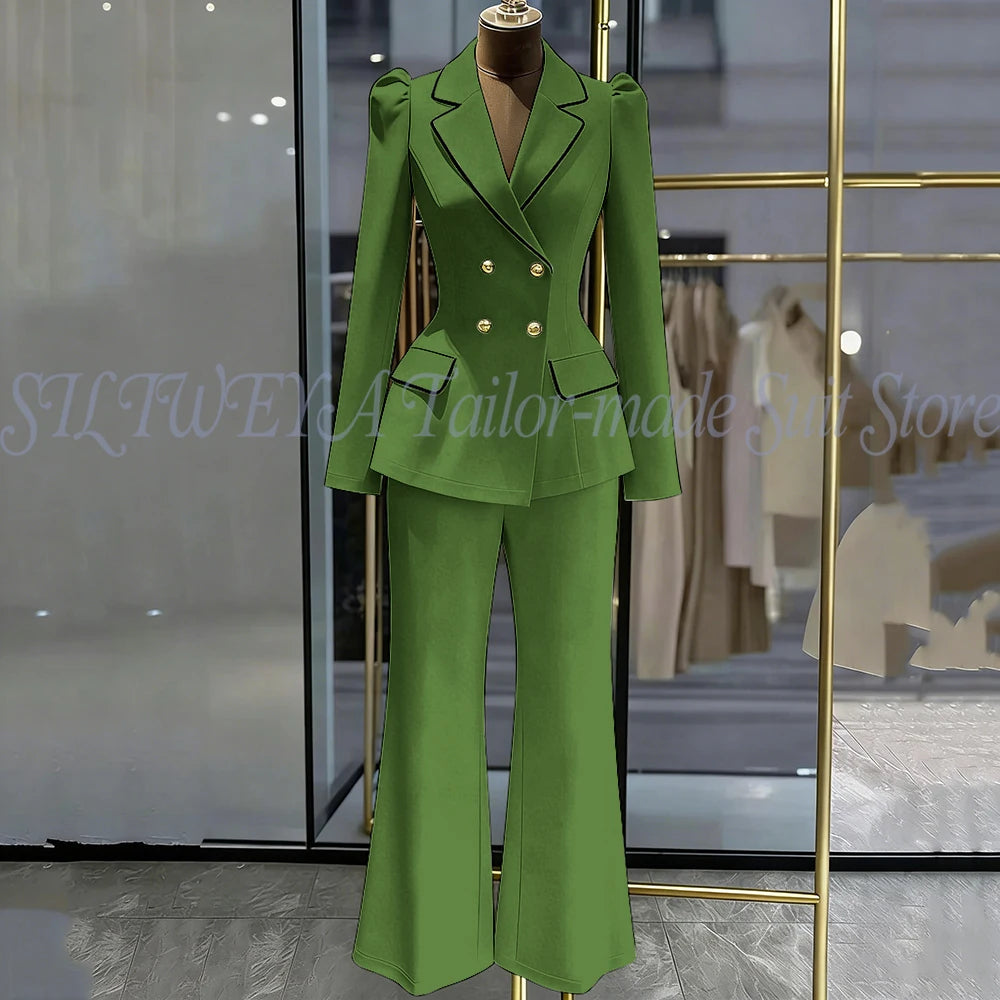 Double Breasted Blazer Set With Side Pockets For Women