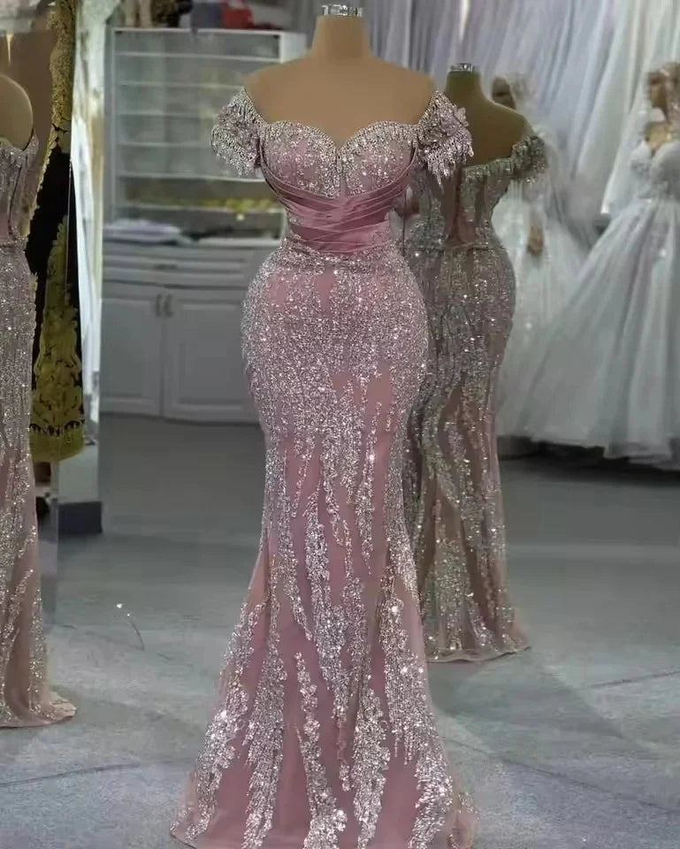 Sparkly Beaded Sweetheart Prom Evening Gown for Women