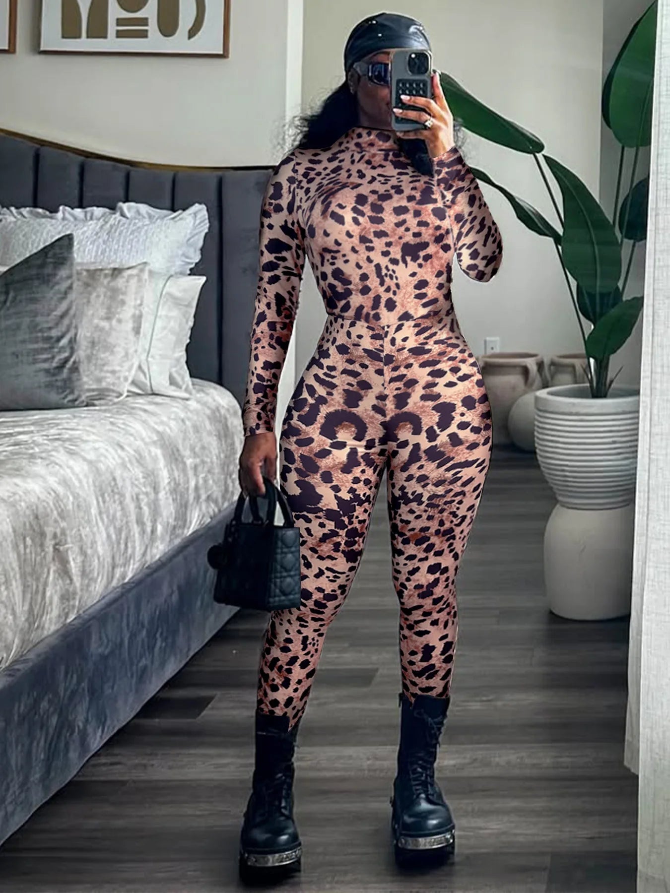 FAGADOER Y2K Sexy Leopard Print Bodycon Jumpsuits Women Spring New Skinny One Piece Rompers Midnight Streetwear Workout Overalls