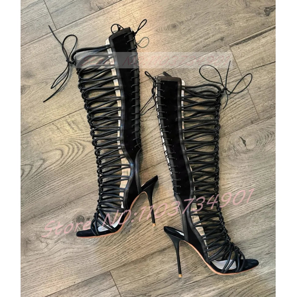 Zebra Striped Cross Strap Stiletto Sandals For Women